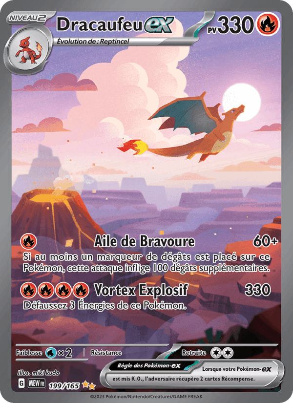 Carte Dracaufeu ex, série 151, n° 199/165